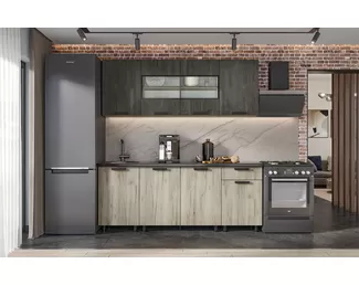 Кухня Эдинбург 2,0 м - Железный камень/Крафт серый