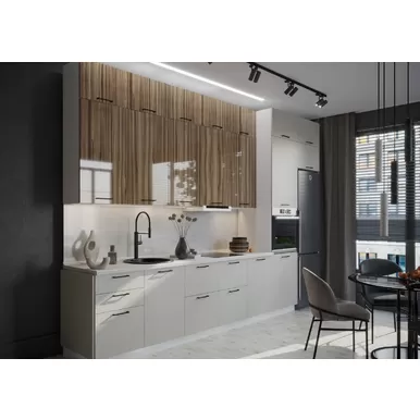 Кухня Эстетик 4.2м - Рефлекшен вуд/Порт-Ройал (Сурская мебель)