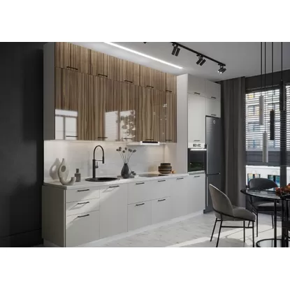 Кухня Эстетик 4.2м - Рефлекшен вуд/Порт-Ройал (Сурская мебель)