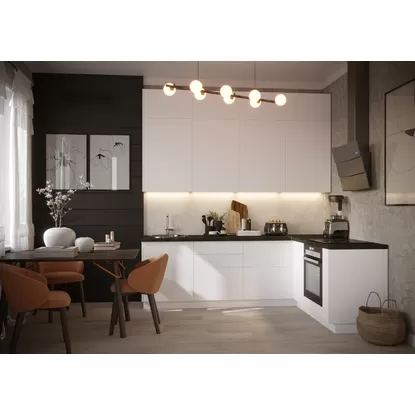 Кухня угловая Эстетик 2.4х1.8м - Магнолия матовый (Сурская мебель)