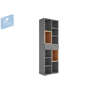 Стеллаж Гранж  СЖ-001 - Графит Софт/Серый шифер/Дуб Крафт золотой (Мк Стиль)