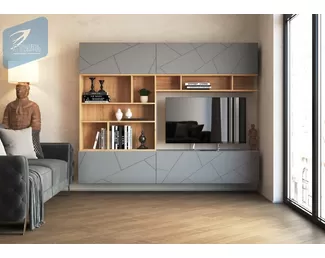 Гостиная Гранж - Комплект 1 - Графит Софт/Дуб Крафт золотой (МК Стиль)