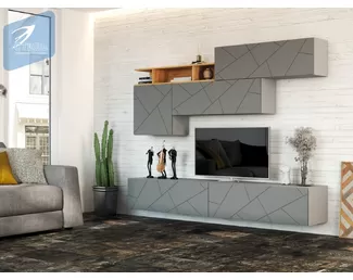 Гостиная Гранж – Комплект 5 - Графит Софт/Серый шифер/Дуб Крафт золотой (Мк Стиль)