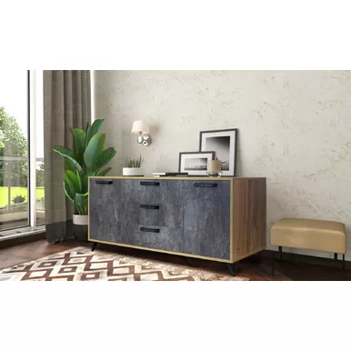 Тумба 1400 Пируэт - Дуб вотан/Бетон тёмный (Рикко)