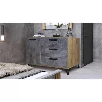 Тумба 1000 Пируэт - Дуб вотан/Бетон тёмный (Рикко)