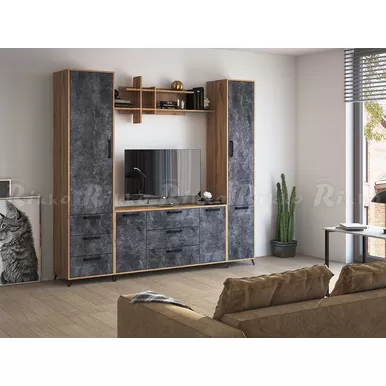 Модульная гостиная Пируэт (Комплект 1) - Дуб Вотан / Бетон тёмный (Рикко)