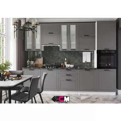 Кухня Альфа 3.0 м - Вариант 2 -  Холст вулкан (Стендмебель)