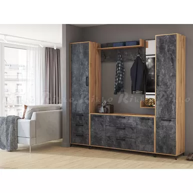 Прихожая Пируэт - Комплект 1 - Дуб вотан/Бетон тёмный (Рикко)