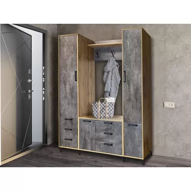 Прихожая Пируэт - Комплект 3 - Дуб вотан/Бетон тёмный (Рикко)