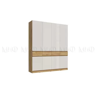 Шкаф Роджина 4-х створчатый - Дуб крафт / Белый глянец (МИФ)