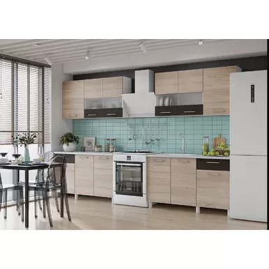 Кухонный гарнитур Trend 2.6 м (1.3+1.3) - ЛДСП Венге/Сонома (Горизонт)