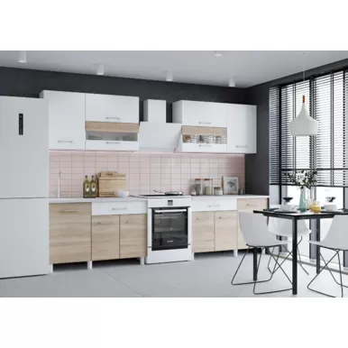 Кухонный гарнитур Trend 2.4 м (1.2+1.2) - ЛДСП Белый/Сонома (Горизонт)