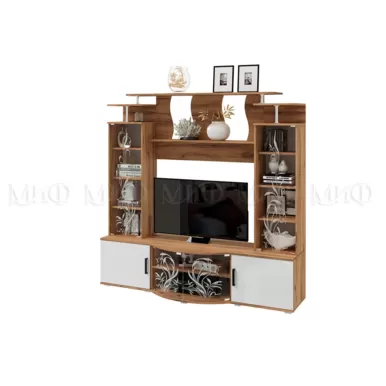 Стенка Виста - Белый глянец холодный / Дуб Крафт (МИФ)