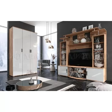 Гостиная Виста - Белый глянец холодный / Дуб Крафт (МИФ)