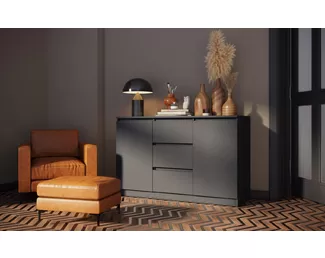 Комод Челси 1200 (2 двери, 3 ящика) - Графит (МИФ)