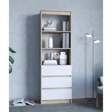 Стеллаж Челси - Белый глянец холодный / Дуб сонома (МИФ)