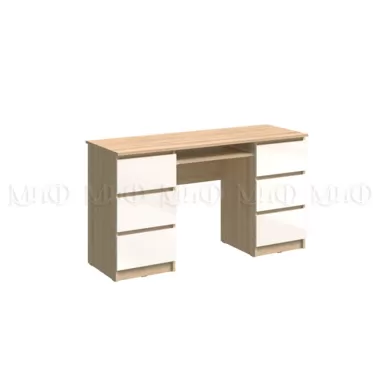 Письменный стол Челси (6 ящиков) - Белый глянец холодный / Дуб сонома (МИФ)