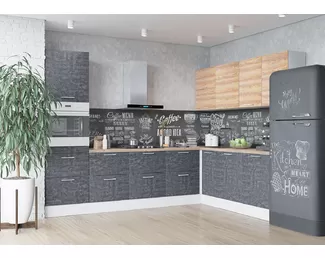 Кухня угловая Оптима 3.0х2.2м - Сосна бран/Камень арья (Горизонт)