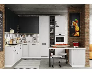 Кухня угловая LOFT - Вариант 1 - 2.3x3м - Камень темный/Бетон снежный (МК Стиль)
