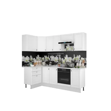 Кухня угловая Ева 1.2х2.4м - Белый софт (Горизонт)