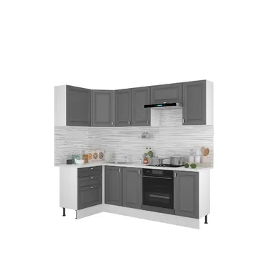 Кухня угловая Ева 1.2х2.4м - Графит софт (Горизонт)