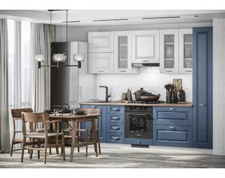 Кухня CHALET 2.8м - Массив Айс/ Массив Деним (МК Стиль)