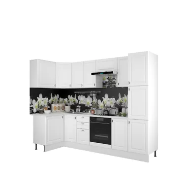 Кухня угловая Ева 1.2х2.85м - Белый софт (Горизонт)