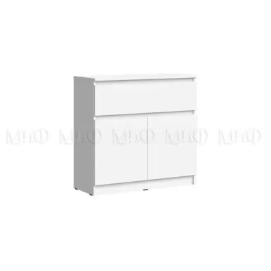 Комод Челси 800 (1 ящик, 2 двери) - Белый глянец холодный / Белый (МИФ)