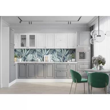 Кухня угловая Ева 1.45х3.8м - Белый софт/Графит софт (Горизонт)