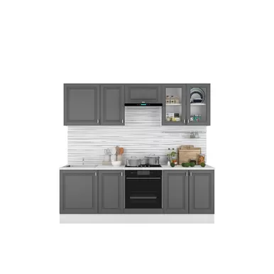 Кухня Ева 2.4м - Вариант 2 - Графит софт (Горизонт)
