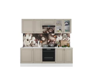 Кухня Ева 2.4м - Вариант 2 - Мокко софт (Горизонт)