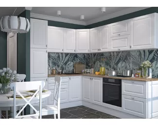 Кухня угловая Ева 2.05х2.6м - Белый софт (Горизонт)