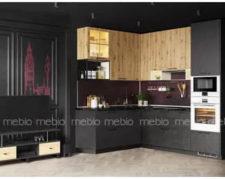 Кухня угловая LOFT - Вариант 2 - 2.4x2.4м - Камень темный/Дуб Артисан