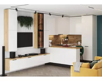 Кухня-гостиная YOURHOUSE 2.4x1.8х2.2х1.8м - Белый глянец (МК Стиль)