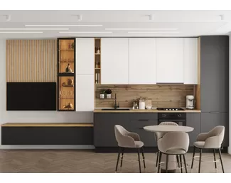 Кухня-гостиная YOURHOUSE 4.85 - Белый глянец/Графит софт (МК Стиль)