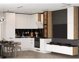 Кухня-гостиная YOURHOUSE 2.2x4.2м - Белый глянец (МК Стиль)