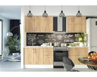 Кухня Европа 2.0м ЛДСП - Вариант 2 - Крафт золотой (Горизонт)