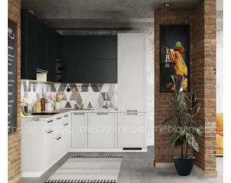 Кухня угловая LOFT - Вариант 2 - 2.3x3м - Камень темный/Бетон снежный (МК Стиль)