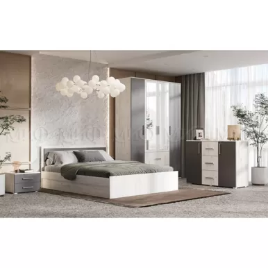 Спальный гарнитур Фиеста New - Комплект 1 - Графит / Крафт белый (МИФ)