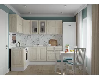 Кухня угловая Классик 2.0х2.2м - Рустик молочный (Горизонт)