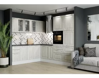 Кухня угловая Классик 2.2х2.6м - Рустик серый (Горизонт)