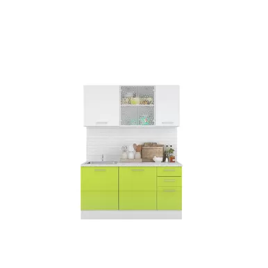 Кухня Люкс 1.6м - Белый глянец/Лайм глянец (Горизонт)