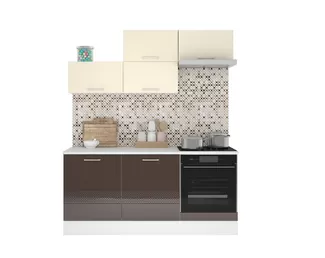 Кухня Люкс 1.8м - Вариант 2 - Ваниль глянец/Шоколад глянец (Горизонт)