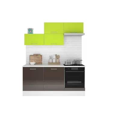 Кухня Люкс 1.8м - Вариант 2 - Лайм глянец/Шоколад глянец (Горизонт)