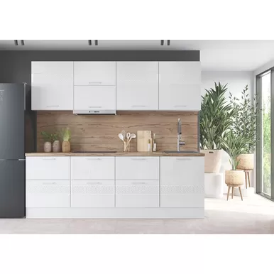 Кухня Люкс 2.4 - Вариант 2 - Белый глянец (Горизонт)