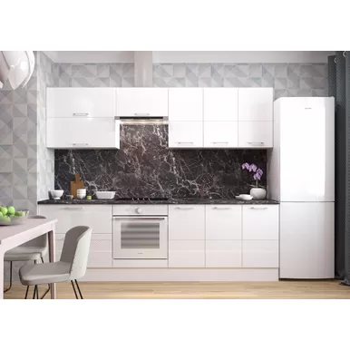 Кухня Люкс 2.6 - Белый глянец (Горизонт)