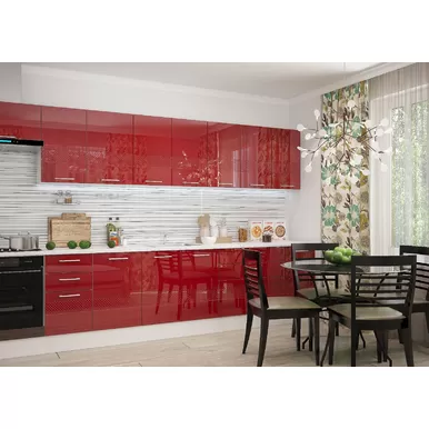 Кухня Люкс 3.4м - Рубин глянец (Горизонт)