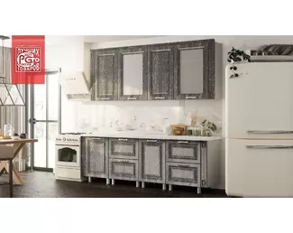 Кухня Александрия 2.4 м - Серый патина серебро F07 (BTS)