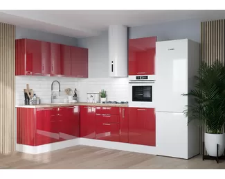 Кухня угловая Galaxy 1.8х2.4м - Ярко-красный ПГ (Горизонт)