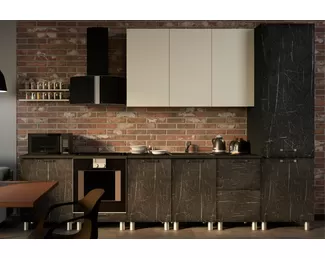 Кухня Магнум 3.6 м - Серый мрамор М10/Пыльно белый МF03 (BTS)